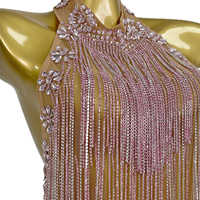 Robe moulante sexy avec strass pour cocktail d'anniversaire pour femme Spectacle de danse latine Robe à pompons pour femmes Robe de soirée dos nu pour boîte de nuit et bal de promo