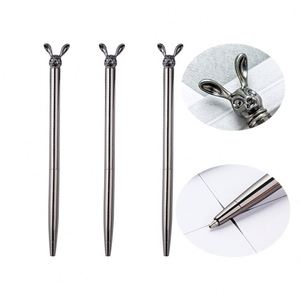 Promotional Creative Cute Spinning Metal Ballpoint <b>Pen</b> With Top Rabbit Shaped Custom Printed Logo for Stationery Gift - Product Image 1