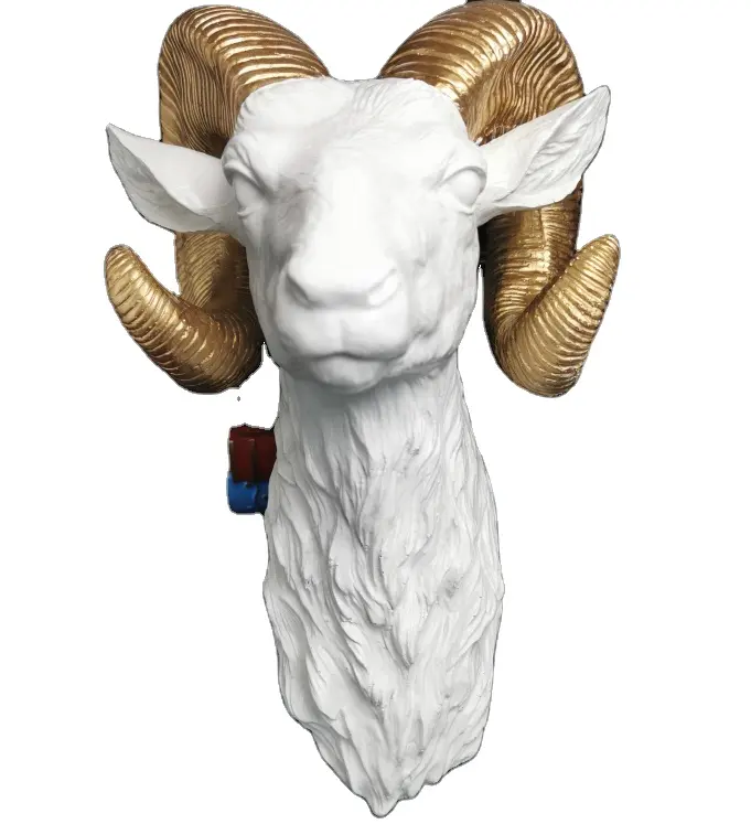 تماثيل من الراتينج, تماثيل يدوية الصنع لرأس غزال الماعز ، مسطحة ، مثبتة على الحائط ، أنيقة ، ديكور داخلي ، هدية فاخرة