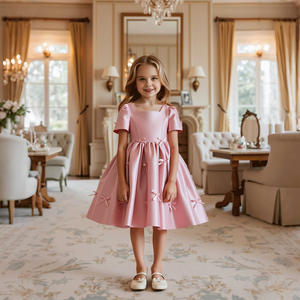 Robe de princesse <span class=keywords><strong>rose</strong></span> à nœud pour fille, idéale pour les spectacles, les fêtes d'anniversaire et le piano - Product Image 1