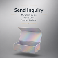 Boîte cadeau holographique de luxe avec couvercle magnétique et ruban, finition irisée, pliable, en stock, vente en gros pour la beauté