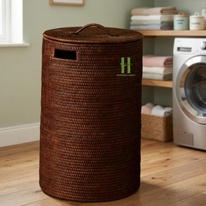 New Product Handwoven Large Rattan Basket Portable Storage <b>Bin</b> for Home Bathroom Living <b>Room</b> Made in Vietnam - Product Image 1