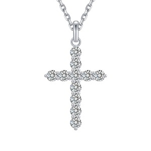 Collier choker croix scintillante SGARIT personnalisé entièrement pavé, or blanc, rose et jaune 18 carats, diamants de laboratoire, certificat IGI, pour femme - Product Image 2
