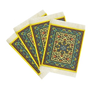 Nhà Máy Bán Buôn Ba Tư Phong Cách Thảm Coaster Thiết Kế Khác Nhau Vải Thảm Cup Mat Sang Trọng Dệt <span class=keywords><strong>Pad</strong></span> Chất Liệu Cao Su Cho Bảng Sử Dụng - Product Image 5