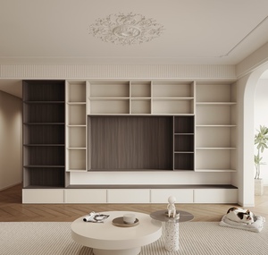 Mobile <span class=keywords><strong>TV</strong></span> Moderno Bianco <span class=keywords><strong>con</strong></span> Ante in Melaminico, Illuminazione <span class=keywords><strong>LED</strong></span>, Mobili per Soggiorno in Legno, Ante in Vetro, per Hotel, Adatto a <span class=keywords><strong>TV</strong></span> da 65+ Pollici - Product Image 6