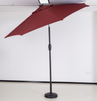 Sombrilla de Patio Recta de Aluminio con Luz RGB Personalizada, Sombrilla de Jardín con Inclinación Automática y Manivela