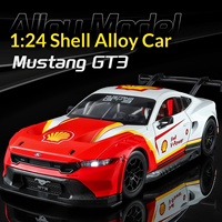 Modèle de voiture de course en alliage moulé sous pression à l'échelle 1:24, GT Racing Coupe avec lumières, sons, portes ouvrables, capot, roues directionnelles, aileron arrière