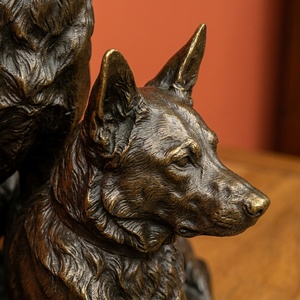 Statue de chien monumentale en laiton brun patiné sur mesure, taille réelle, sculpture animale pour propriété, vente en gros - Product Image 4