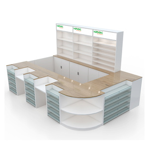 Stand d'exposition personnalisé pour centre commercial, comptoir de service en forme de U avec boîte lumineuse et armoires de rangement pour magasin de détail - Product Image 6