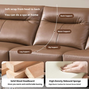 Baby Elephant Ear Top Grain Leather <b>Sofa</b> Italian Style Three Seater Latex Sponge Straight <b>Living</b> <b>Room</b> <b>Sofa</b> - Product Image 4