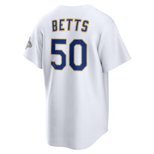 Camisetas <span class=keywords><strong>de</strong></span> Béisbol para <span class=keywords><strong>Hombre</strong></span> <span class=keywords><strong>de</strong></span> la Colección Gold 2026, Estilo Los Ángeles, Personalizadas, Bordadas, con Logos, Blancas - Product Image 6