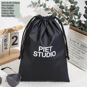 Custom Logo Printed Black <b>Drawstring</b> Pu Leather <b>Makeup</b> Power Bank Packaging <b>Bag</b> Waterproof Leather Cosmetic Pouch - Product Image 2