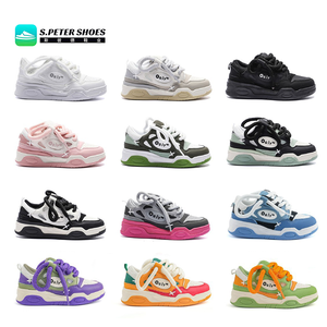 Chaussures de skate vintage en cuir PU à blocs de couleur pour femmes, semelle plateforme épaisse, baskets streetwear pour adolescentes, tenue de campus - Product Image 1