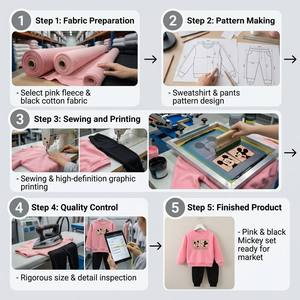 Set 2 Pezzi per Ragazze: Top a Maniche Lunghe con Stampa Cartoon e Pantaloni Felpati, Outfit Casual in Policotone, 14 Colori Disponibili - Product Image 3