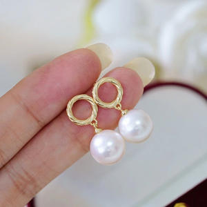 S925 Silver DIY Pearl Accessories Empty Tray with 8-12mm Round Beads <b>Fashion</b> <b>Drop</b> <b>Earrings</b> 22035 - Product Image 1