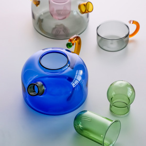 Théière en verre de silicate coloré de théière écologique de 400ml avec l'infuseur démontable - Product Image 5