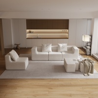 Canapé modulaire sectionnel gris léger et compressible, convertible en lit, avec housse amovible, design carré, pour appartement et usage commercial