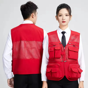 เสื้อกั๊กใส่ทำงานสีเขียวเข้มใส่ได้ทั้งชายและหญิงมีหลายกระเป๋าเสื้อกั๊กใส่ทำงานแบบสร้างโลโก้แบบกำหนดเอง - Product Image 5