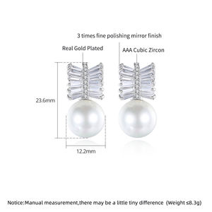 LUOTEEMI Teemi مجوهرات مصنع العلامة التجارية AAA + قطعة أكسيد الزركونيوم البحر قذيفة اللؤلؤ النساء الزفاف مجوهرات أنيقة أقراط - Product Image 2