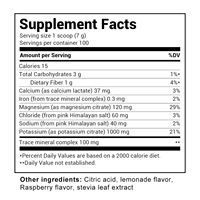 Poudre d'électrolytes saveur framboise et citron, reconstituant en électrolytes et oligo-éléments, compatible Keto