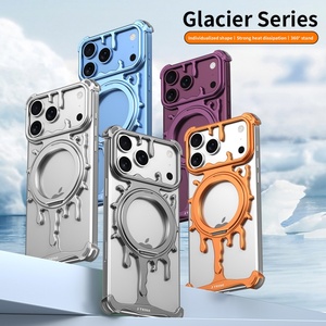 เคสโทรศัพท์แม่เหล็กแบบไร้ขอบ อลูมิเนียมอัลลอยด์สั่งทำพิเศษ สำหรับ iPhone 18 14 15 16 17 Pro Max พร้อม 360 °   ฝาครอบกันกระแทกแบบมีขาตั้ง - Product Image 2
