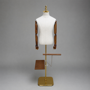 Manichino da Sartoria Rivestito in Tessuto con Base in Legno Regolabile e Finitura Superiore Decorativa per Negozi di Abiti da Sposa e Sartorie - Vendita all'Ingrosso - Product Image 3