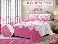Ensemble de couvre-lit matelassé 5 pièces King Size avec rideaux assortis, imprimé tournesol