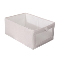 Organisateur de vêtements pliable rectangulaire en tissu non tissé avec fenêtre de visualisation, capacité de 18 L pour vêtements et sous-vêtements, design moderne et minimaliste