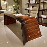 Ensemble de meubles de bureau en bois massif de luxe, bureau et bibliothèque modernes, ensemble table et chaise de bureau pour le bureau du PDG