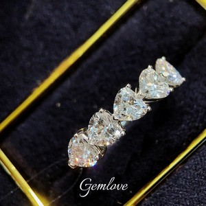 แหวนเพชร PT950แพลทินัมสำหรับผู้หญิงพร้อมเพชร5x0.31CT โตในห้องทดลองแหวนหมั้นแบบปรับได้สำหรับเป็นของขวัญ/สวมใส่ทุกวัน - Product Image 5