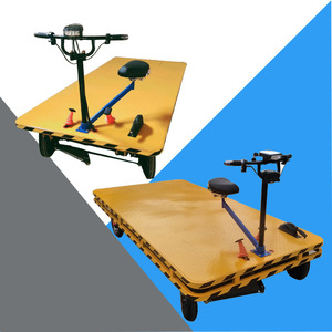 Electric Flatbed Cart 150x80 Cm Four Wheel Movable Steel Platform Yellow Powder Coating For Home Cargo <b>Transport</b> - Product Image 2