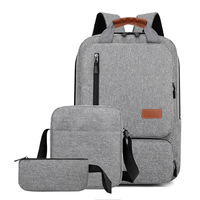Sac à dos d'affaires en jean, ensemble trois pièces, grande capacité, sacoche d'ordinateur portable de voyage extérieur, antivol, sac d'école léger, style urbain