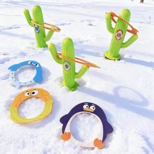 <span class=keywords><strong>Jeu</strong></span> de lancer d'anneaux 9 pièces (inclut 3 cactus et 6 anneaux de dessin animé) – Jouets de plage et de sable d'extérieur avec piquets de notation - Product Image 5