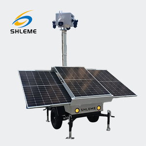 7m mast Trailer gắn giám sát CCTV Camera năng lượng mặt trời Powered tháp ánh sáng cho xây dựng trang web an ninh - Product Image 1