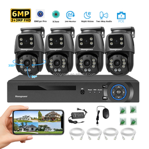 Hongnaer 6MP 4CH lente Dual Interior Exterior hogar NVR POE IP vigilancia seguridad PTZ sistema de cámara Set Kit inalámbrico CCTV sistema de cámara - Product Image 1