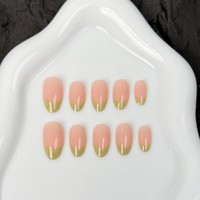 Y69 Offre Spéciale – Kit de 10 Faux Ongles Réutilisables en ABS, Forme Amande, Taille Unique, Vente en Gros, Ongles Artificiels Français Moyens
