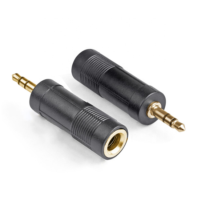 Gold 3.5mm AUX Male to 6.35mm 1/4 Inch Female Socket Adapter for Large Keyboard Instrument Headphones/Headset Jack