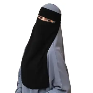 Burka simple couche pour femmes musulmanes couvre-visage hijab saoudien en mousseline de soie niqab noir