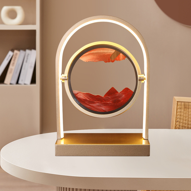 High-end Mobile Phone Wireless Charging + USB Hotel Room Bedroom Bedside Decoration Sand Painting Decoration LED Table Lamp