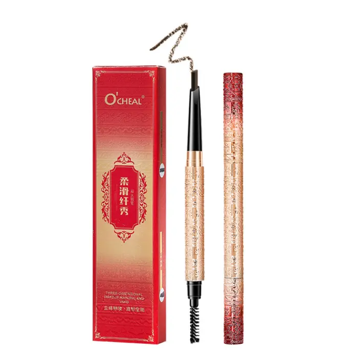 Own Brand Waterproof Sweatproof High Pigment Easy to Color Double-ended Brown Eyebrow Pencil for Daily Makeup