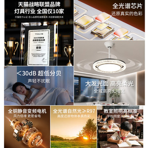 พัดลมเพดานแบบติดเพดาน รุ่นใหม่ ปี 2025 ดีไซน์ทันสมัย เรียบง่าย ป้องกันแสงสีฟ้า พร้อมโคมไฟสำหรับห้องรับประทานอาหาร ห้องทำงาน ห้องนอน - Product Image 2