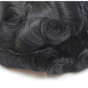Prothèse capillaire pour homme en cheveux humains Remy indiens lisses, avec base complète 8x10 pouces et dentelle française, à nœuds simples - Product Image 5