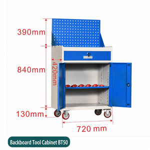 Carrello Portautensili Professionale in Metallo con 5 Cassetti e 1 Porta, Armadio Mobile in Acciaio Laminato <span class=keywords><strong>a</strong></span> Freddo con Pannello Posteriore per Officina - Product Image 5