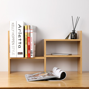 All Bamboo Telescopic Storage Rack Adjustable <b>Bookshelf</b> 3 Floors Desktop Office Use - Product Image 1