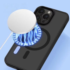 Coque transparente magnétique sans fil pour iPhone 17 16 Plus Air Pro Max, en TPU et PC <span class=keywords><strong>mat</strong></span> translucide avec cercle <span class=keywords><strong>noir</strong></span> pour l'appareil photo - Product Image 2