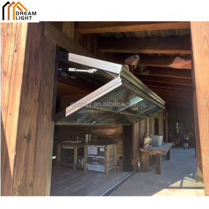 Noir Long Hydraulique Bifold Ram Porte De <span class=keywords><strong>Garage</strong></span> En Alliage D'aluminium Automatique Flip-Up Mécanisme Fenêtre Pliante pour Patio Entrepôt - Product Image 1
