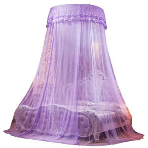 Lit à baldaquin rose de luxe pour filles, moustiquaire ronde élégante, décoration de literie de style princesse, protection contre les insectes en maille dense - Product Image 3