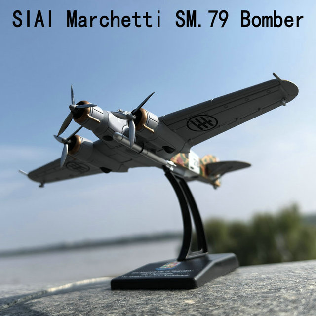 Model Airplanes Ww2 1/144 SM.79 Bomber Model Aircraft 1:144 Italian Diecast Airplane Model Kits Toy Metal Fighter Airplane Model