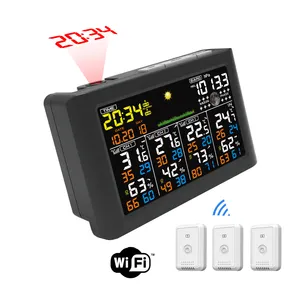 FT0840 WiFi Weather Station Projection Clock with 3 Remote Temperature Humidity Sensors