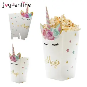 Wholesale Cheap Takeaway Disposable Cardboard Popcorn Boxes Packaging Fashion Custom Printed UnicornパターンPaper Popcorn Box